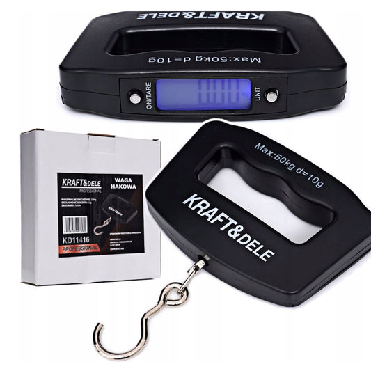Cantar de mana electronic cu carlig, 50Kg, Kraft&Dele KD11416, Baterii 2xAAA