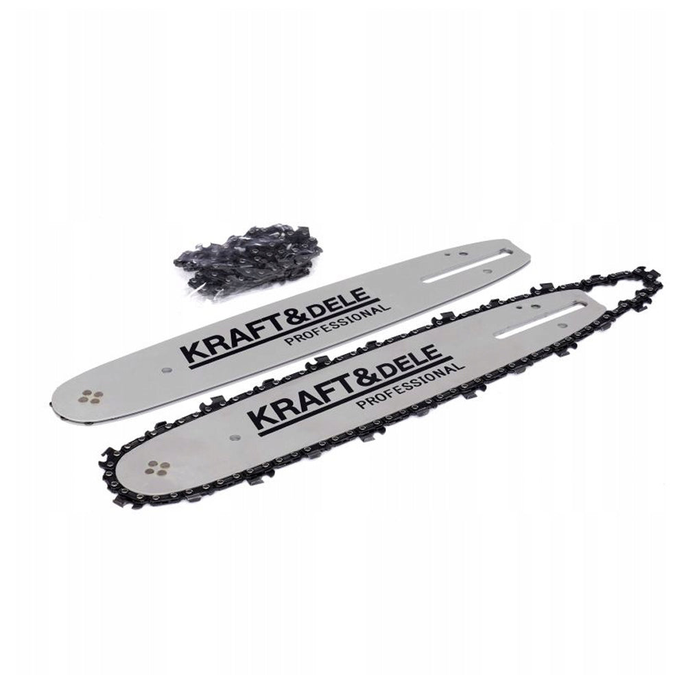 Set Polizor unghiular / Flex 20V cu 2 Acumulatori 3Ah si Adaptor tip drujba cu 2 lame si 2 lanturi, Kraft&Dele KD10624