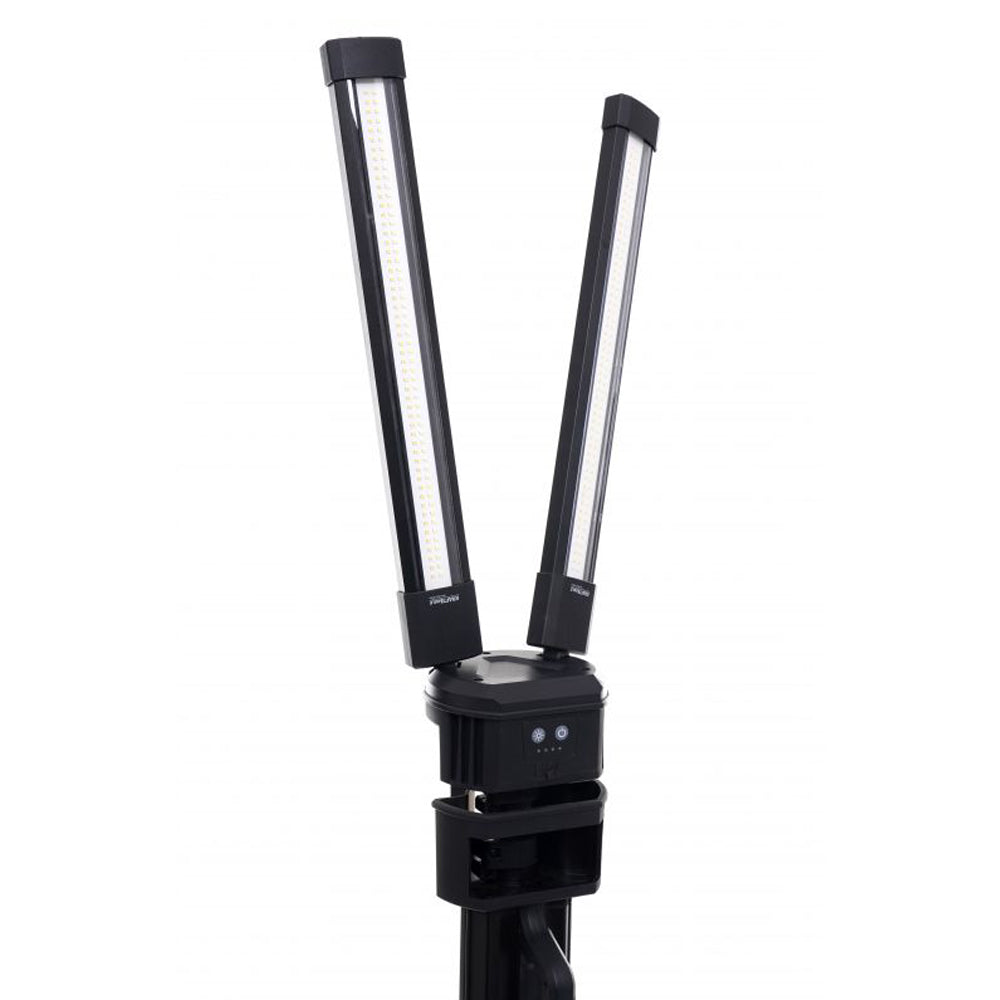 *OFERTE-DE-VARA* Lampa multifunctionala reincarcabila KRAFTSON % Import Polonia % 1266, 2 proiectoare LED, 10000Lm, acumulator 4000mAh, 6 moduri, 2 culori, cu trepied , pentru ateliere, camping, constructii etc