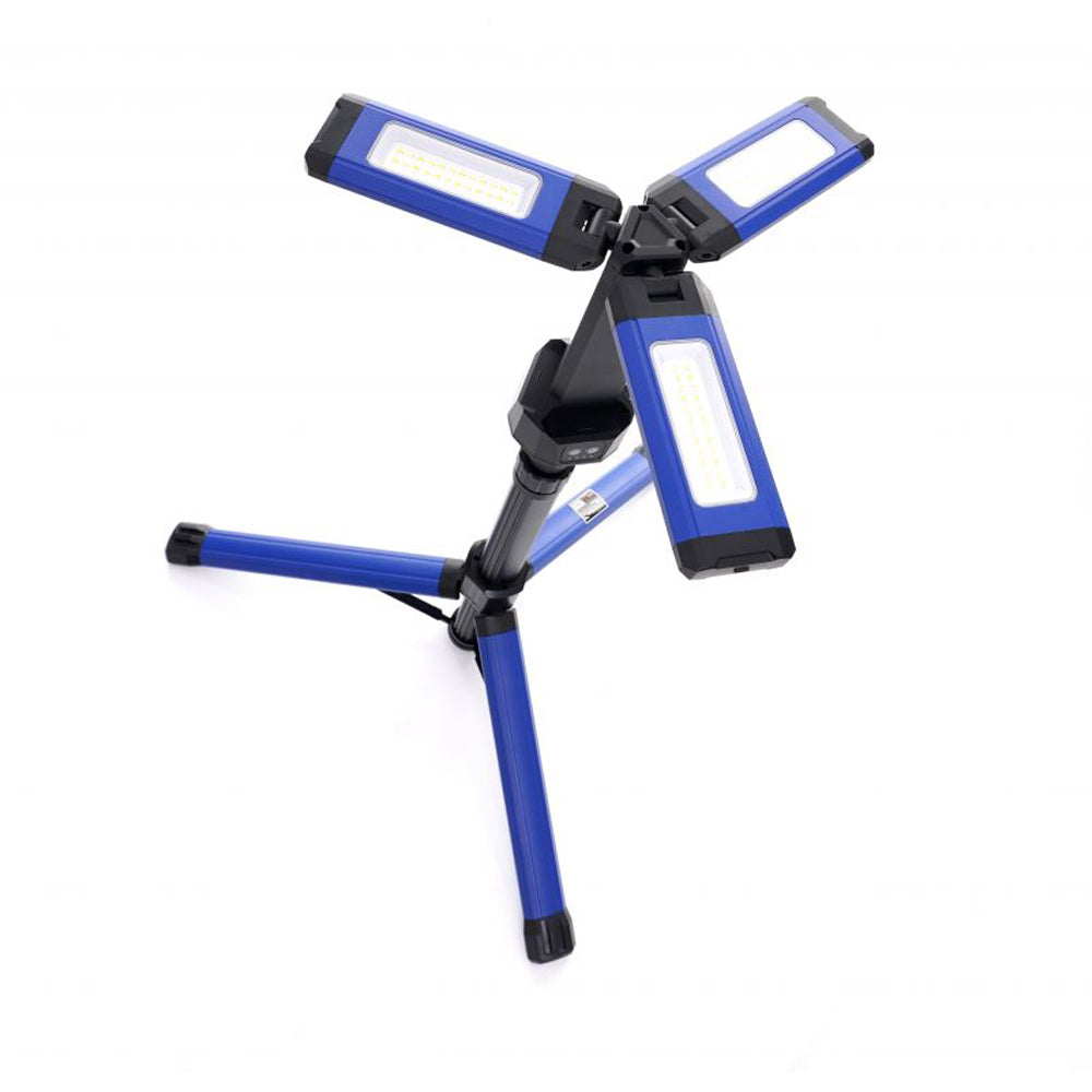 Lampa multifunctionala reincarcabila Kraft&Dele KD1267, 3 proiectoare LED, 2000Lm, acumulator 4000mAh, 6 moduri, 2 culori, cu trepied , pentru ateliere, camping, constructii etc