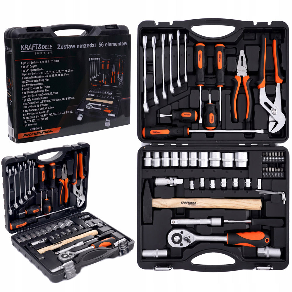 *OFERTE-DE-VARA* Trusa scule Kraft&Dele KD10461, 56 bucati, valiza de transport inclusa