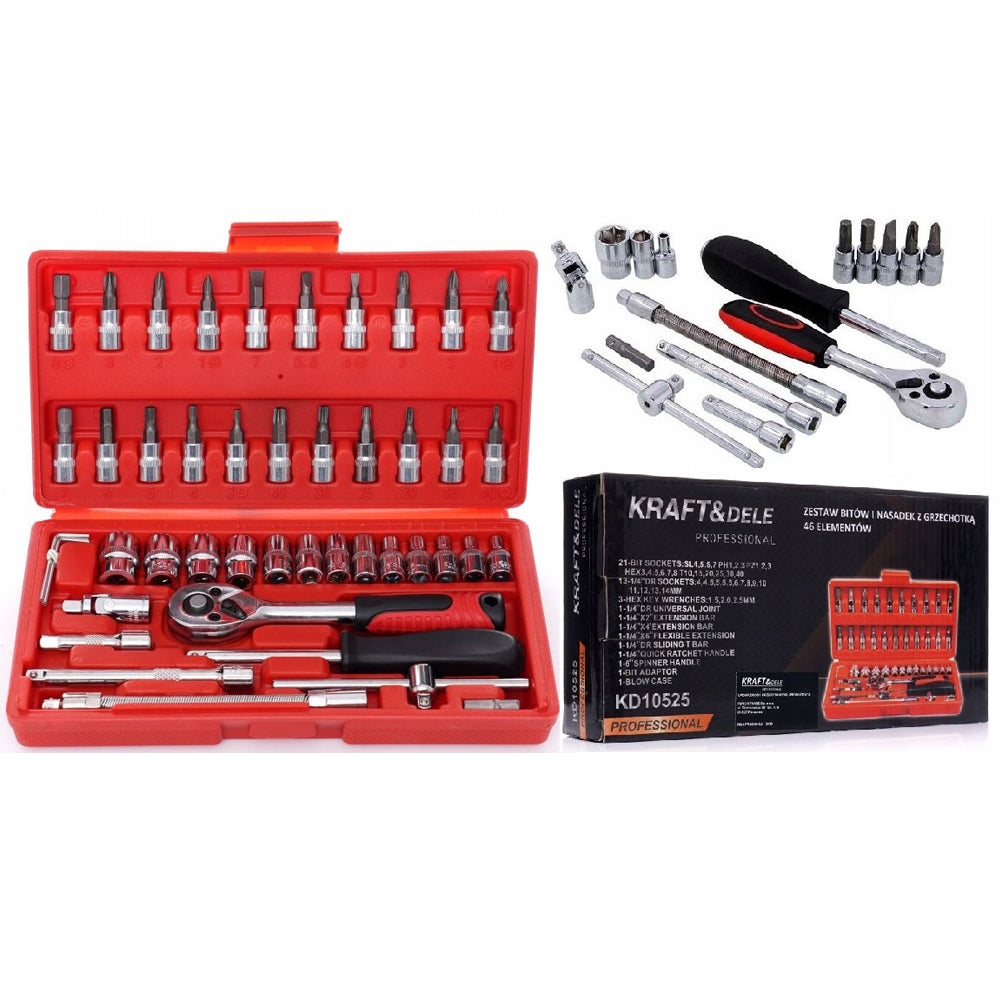 *OFERTE-DE-VARA* Trusa scule / chei tubulare, Kraft&Dele KD10525, 46 bucati, valiza de transport inclusa