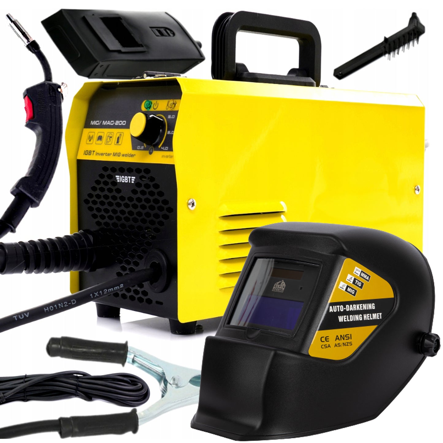 Set Aparat de sudura cu sarma VOKNER 810, MIG-MAG, 200A, 230V + Masca Sudura Automata