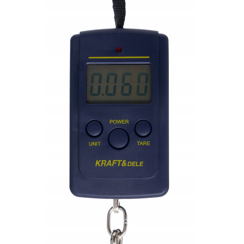 Cantar de mana electronic cu carlig, 50Kg, Kraft&Dele KD11414, Ecran LCD, Baterii 2xAAA