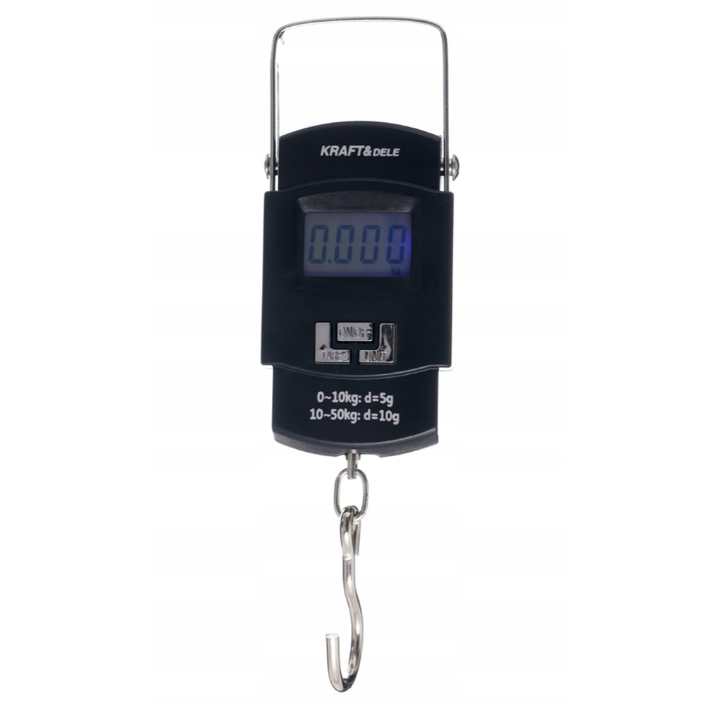 Cantar de mana electronic cu carlig, 50Kg, Kraft&Dele KD11413, Ecran LCD, Baterii 2xAAA
