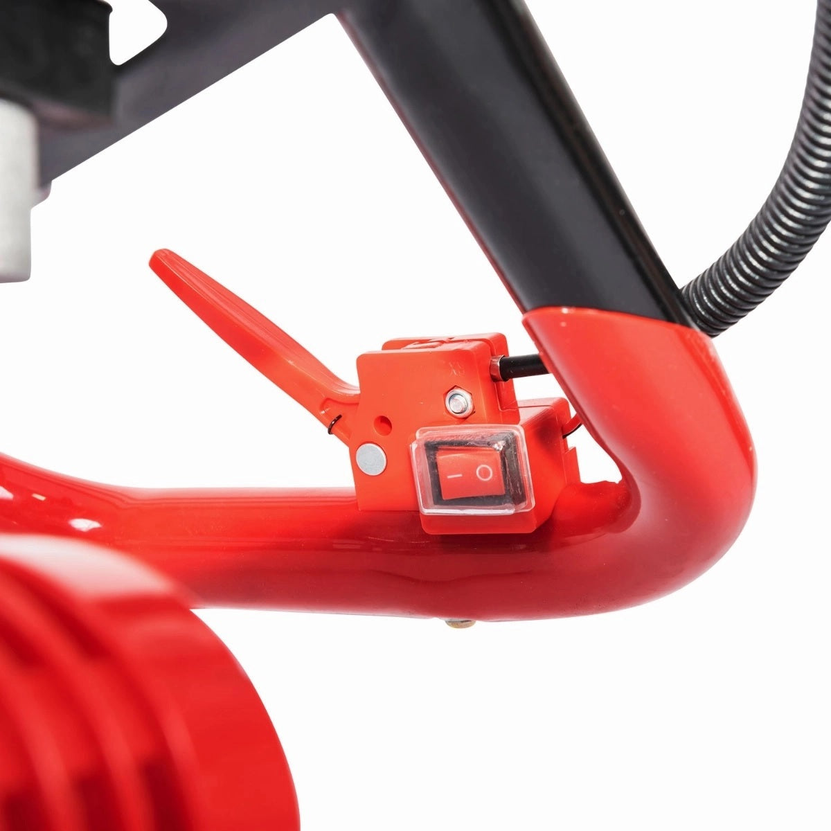 Detaliu Maner si buton pornire Motoburghiu DEZMAN BLACK-RED-ED430 tip Foreza-Pamant 6CP, motor benzina 2 Timpi