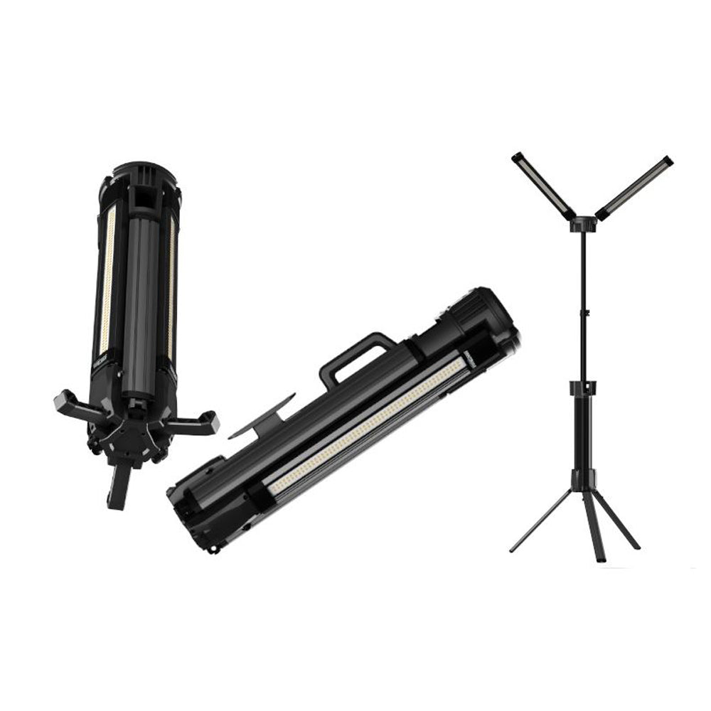 *OFERTE-DE-VARA* Lampa multifunctionala reincarcabila Kraft&Dele KD1266, 2 proiectoare LED, 10000Lm, acumulator 4000mAh, 6 moduri, 2 culori, cu trepied , pentru ateliere, camping, constructii etc