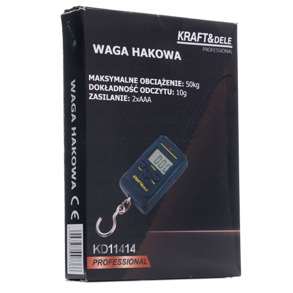Cantar de mana electronic cu carlig, 50Kg, Kraft&Dele KD11414, Ecran LCD, Baterii 2xAAA