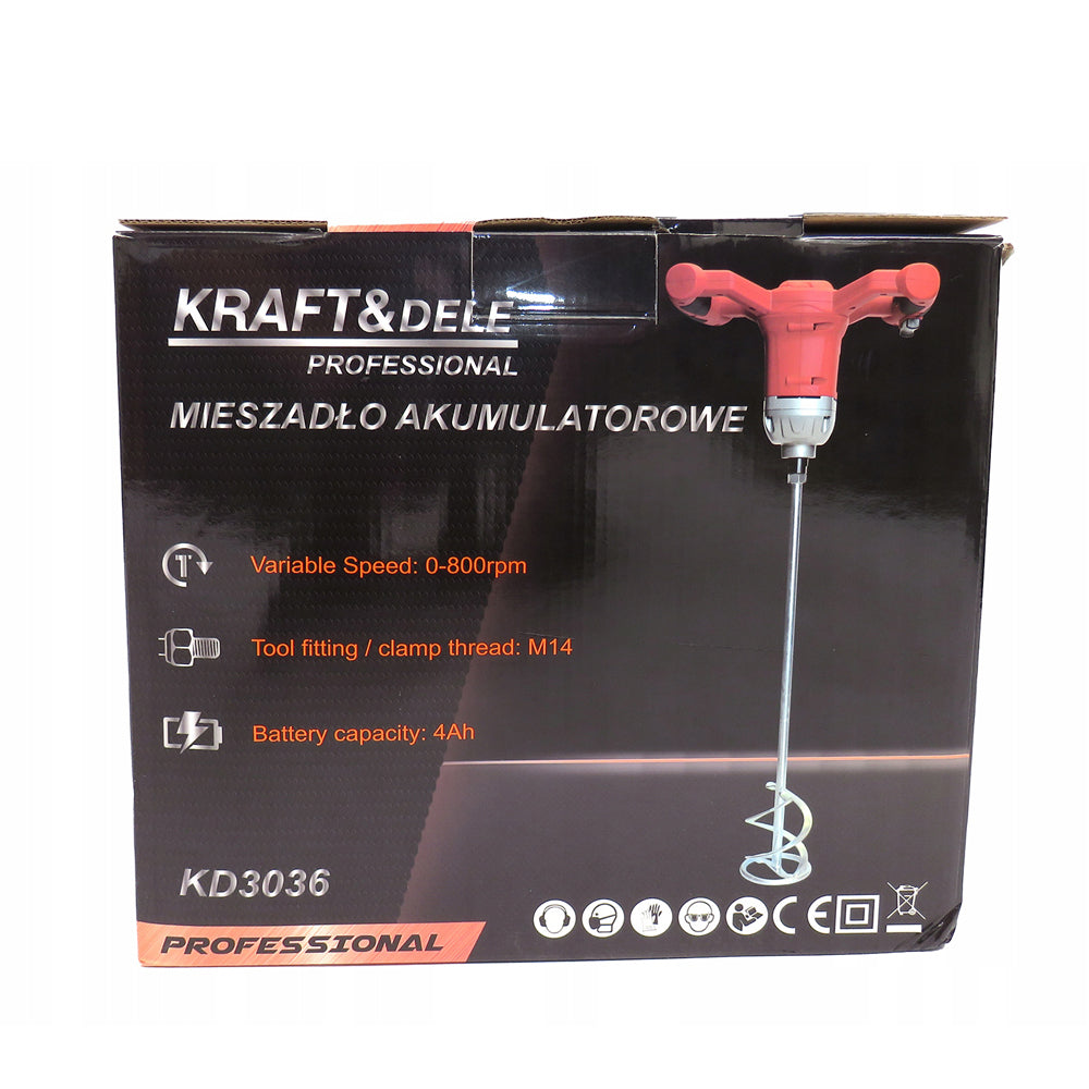 Amestecator mortar cu acumulator KRAFTSON % Import Polonia % 3036, Li-Ion, 20V, 800RPM