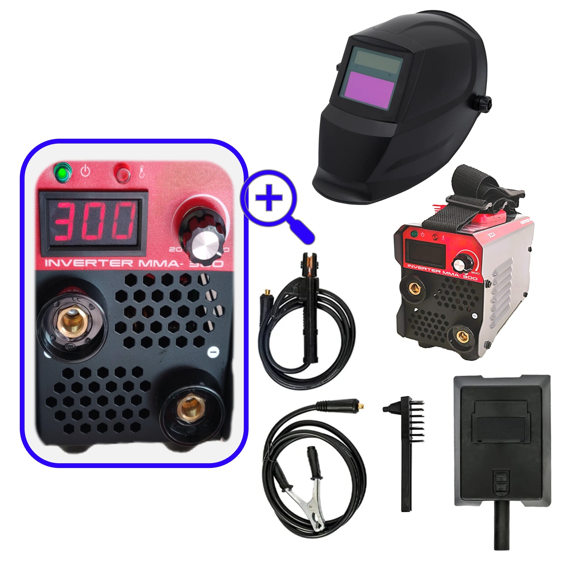 DORELL® ALEGE Aparat Sudura CU ELECTROD, ECRAN LCD COLOR, Invertor Electronic, REGLAJ FIN AMP300 + Masca Sudura Automata Cristale Lichide Neagra