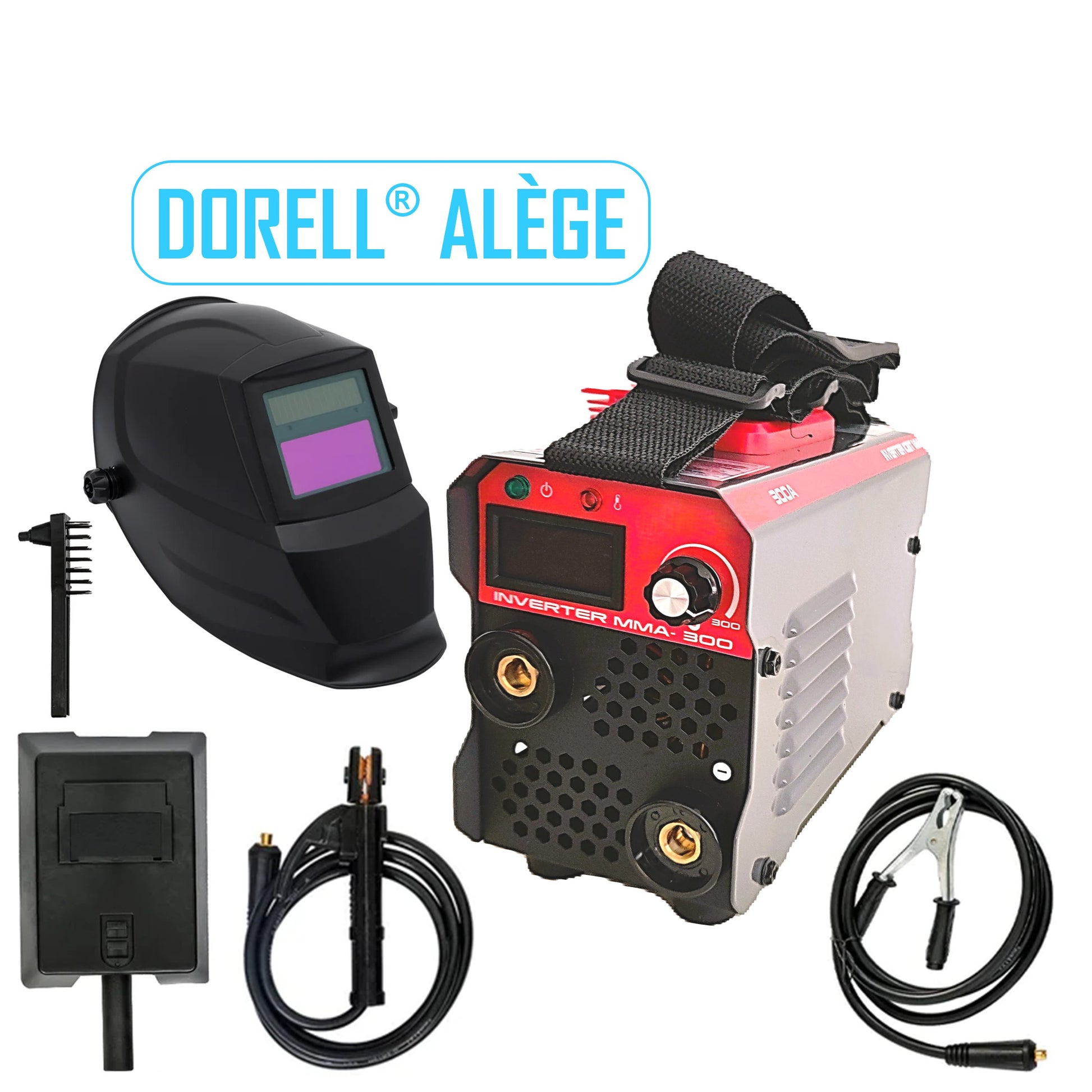 DORELL® ALEGE Aparat Sudura CU ELECTROD, ECRAN LCD COLOR, Invertor Electronic, REGLAJ FIN AMP300 + Masca Sudura Automata Cristale Lichide Neagra