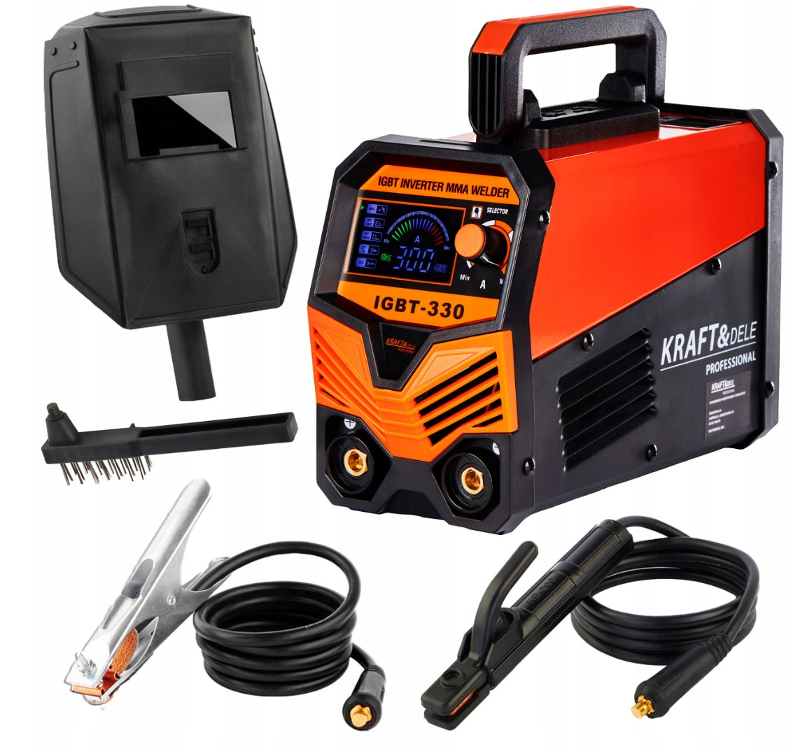 Aparatul de sudura inverter Kraft&Dele KD1878 cu o putere de 330A este versatil, fiind utlizat pentru sudarea oțelului inoxidabil, oțel aliat, oțel carbon, cupru și alte metale.