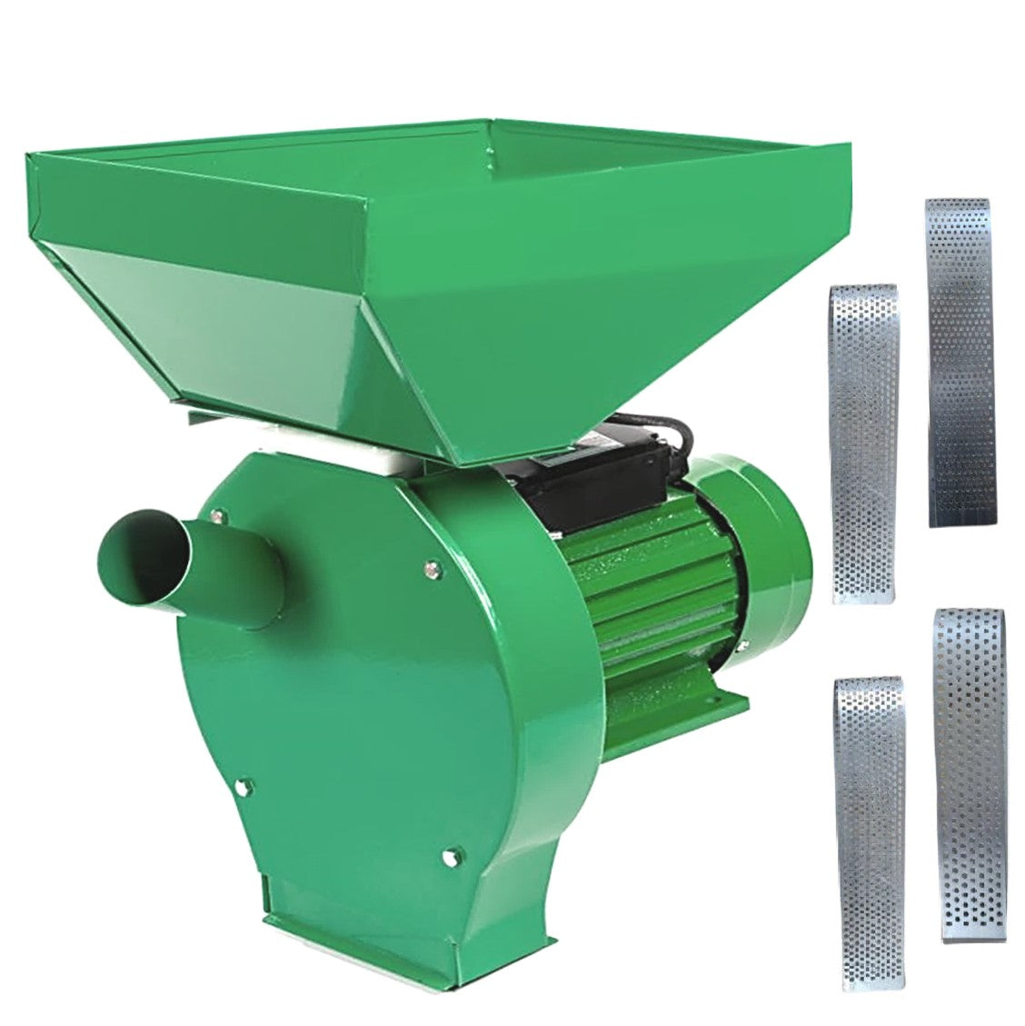*BLACK-FRIDAY* *BuzZ* Moara 3kw KASNIKA Verde, cereale si stiuleti 2 in 1 , cuva mare, motor electric inclus, cu ciocanele pentru uruiala si malai