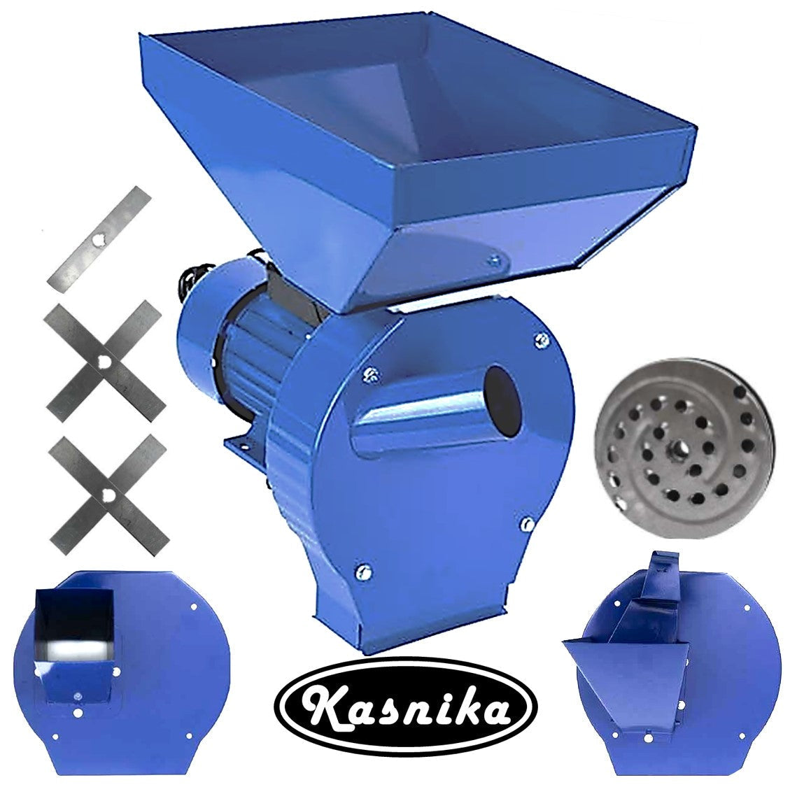 BLACK-FRIDAY SET Moara KASNIKA cereale, stiuleti, lucerna si fructe/legume 4 in 1 , 3.9KW, motor electric inclus