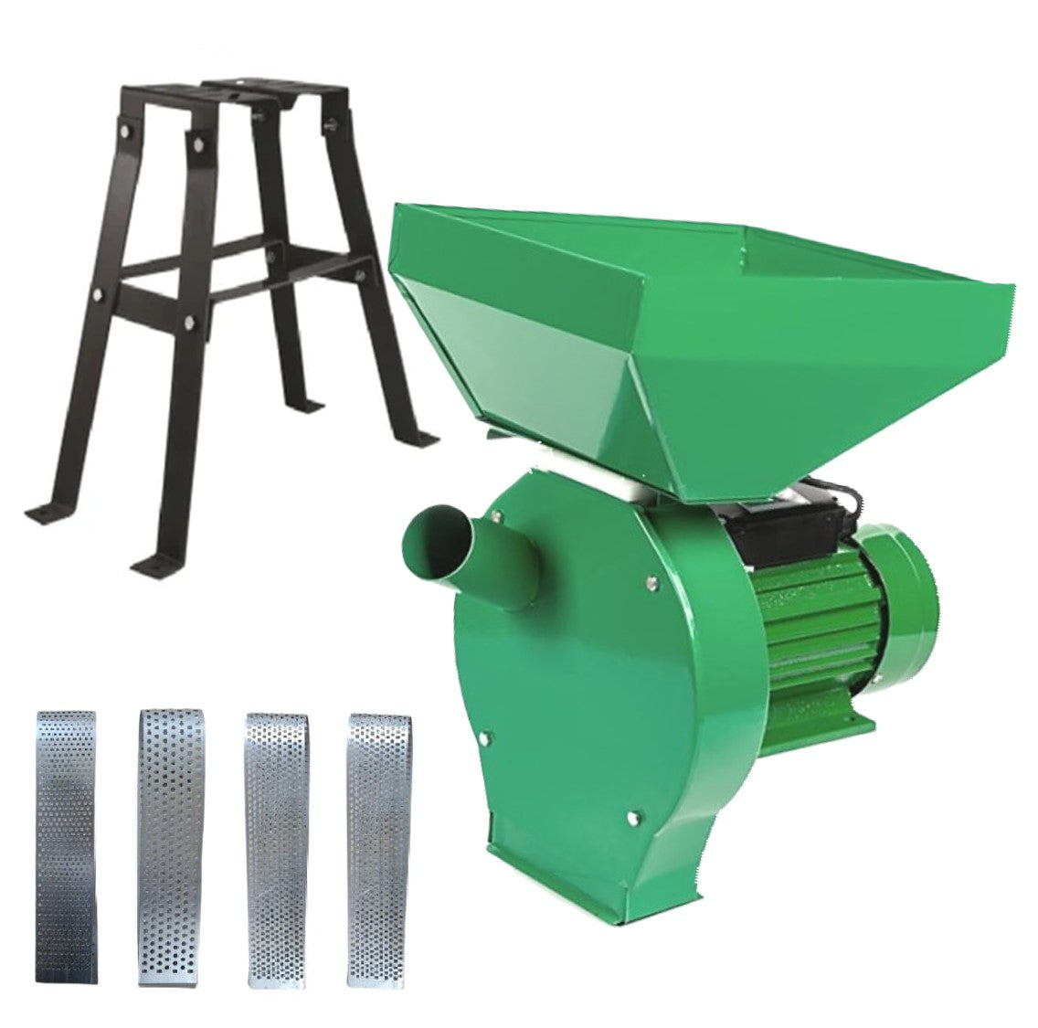 BLACK-FRIDAY SET Moara cereale si stiuleti 2 in 1 KASNIKA Verde, CUVA MARE, 3kW, cu ciocanele, malai si uruiala, + suport cu picioare