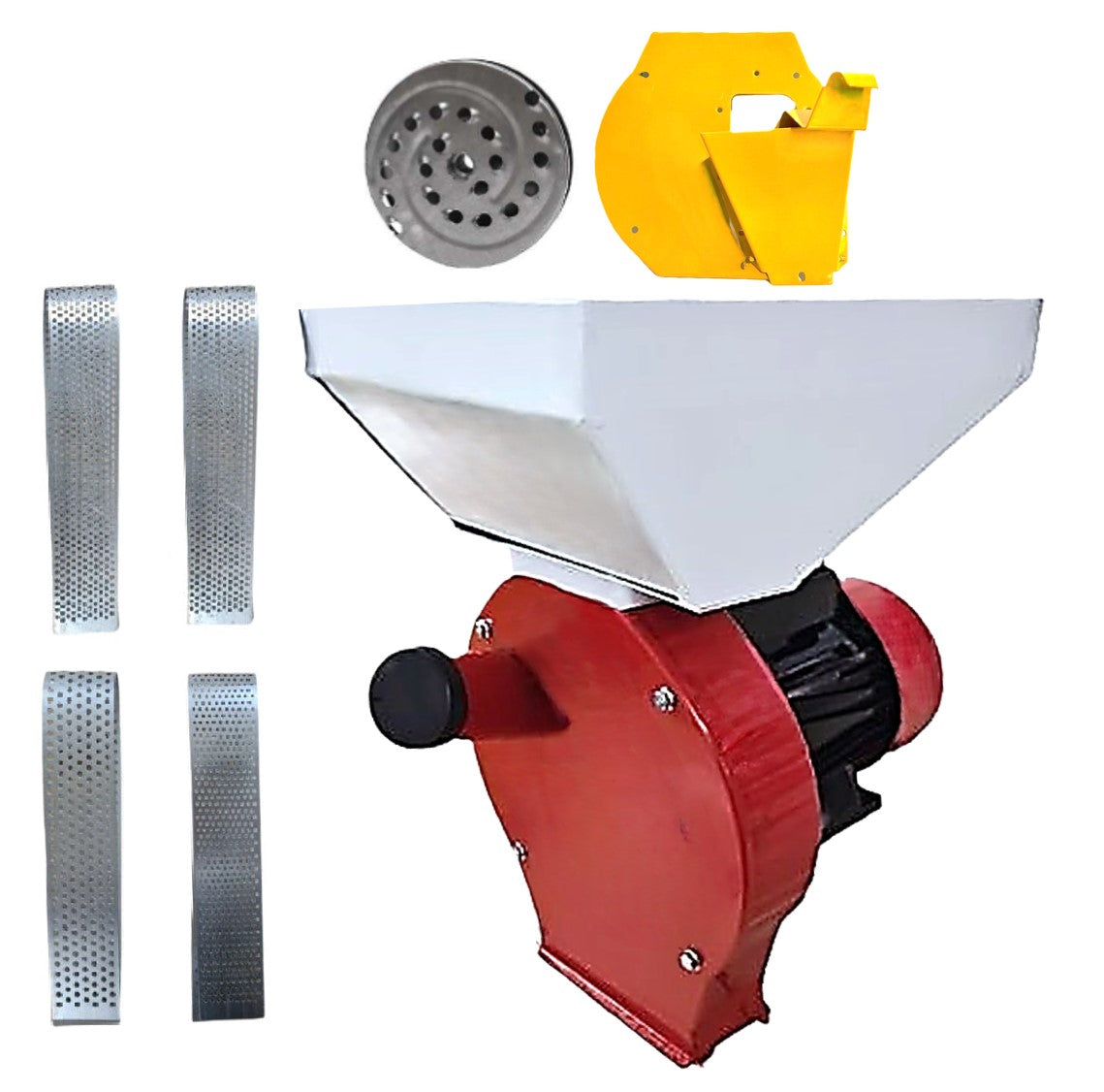 BLACK-FRIDAY SET WOLFSTAR Moara Cereale-Stiuleti si FRUCTE-LEGUME 3 in 1 3.9KW, Red-White E-3900, cu ciocanele si razatoare, + suport metalic