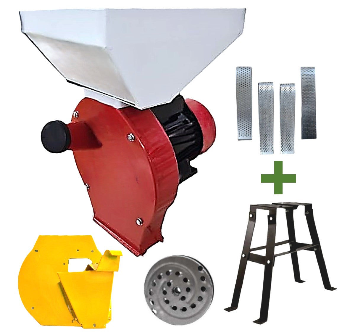 BLACK-FRIDAY SET WOLFSTAR Moara Cereale-Stiuleti si FRUCTE-LEGUME 3 in 1 3.9KW, Red-White E-3900, cu ciocanele si razatoare, + suport metalic