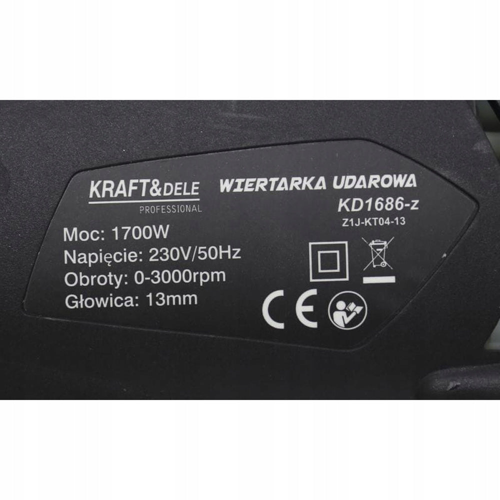 BLACK-is-BACK Bormasina KRAFTSON % Import Polonia % 1686-Z, 1700W, 3000RPM, mandrina 13mm