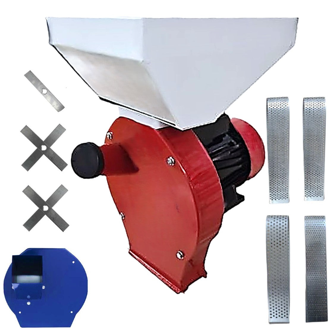 BLACK-is-BACK SET Moara Cereale+Stiuleti+LUCERNA 3 in 1 WOLFSTAR, 3.9KW, cu ciocanele pentru uruiala si malai, tocator FAN, Red-White E-3900