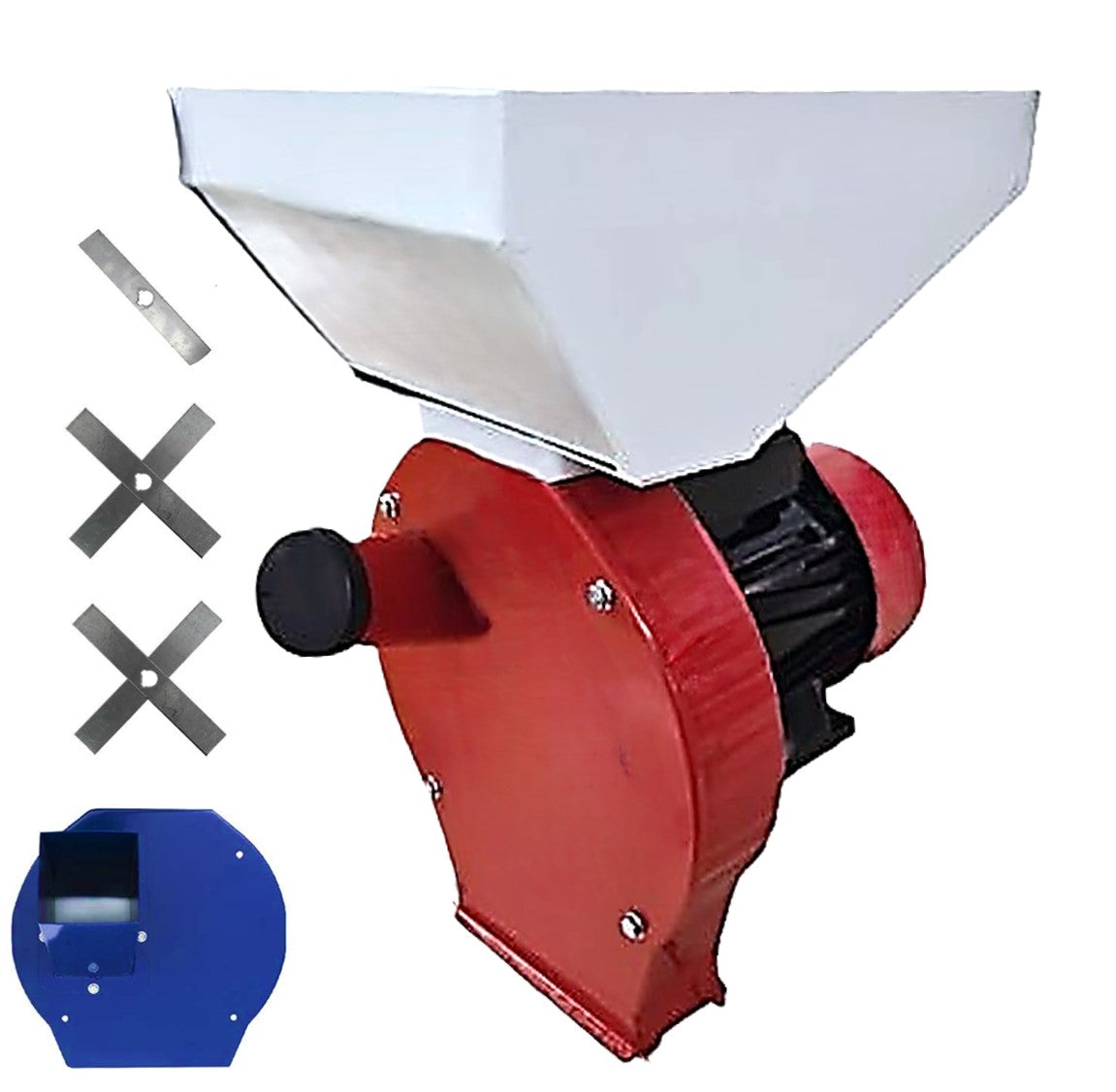 BLACK-is-BACK SET Moara Cereale+Stiuleti+LUCERNA 3 in 1 WOLFSTAR, 3.9KW, cu ciocanele pentru uruiala si malai, tocator FAN, Red-White E-3900
