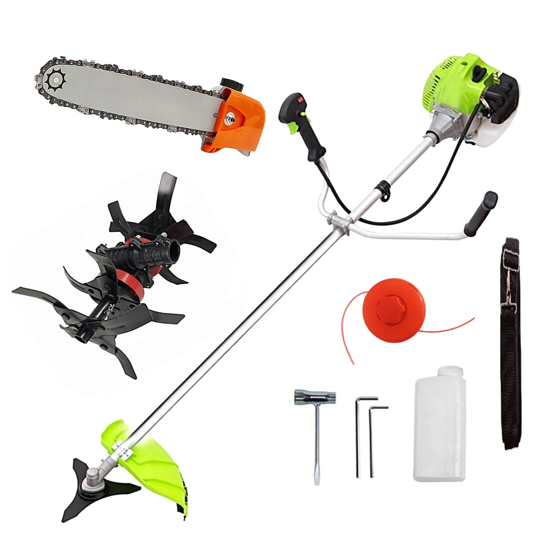 Cositoare pe benzina WolfSTAR, Set cu Tambur Fir + Disc Metal 3 lame, X5600PRO-8CP, Verde, +CAP DRUJBA, CULTIVATOR PREMIUM