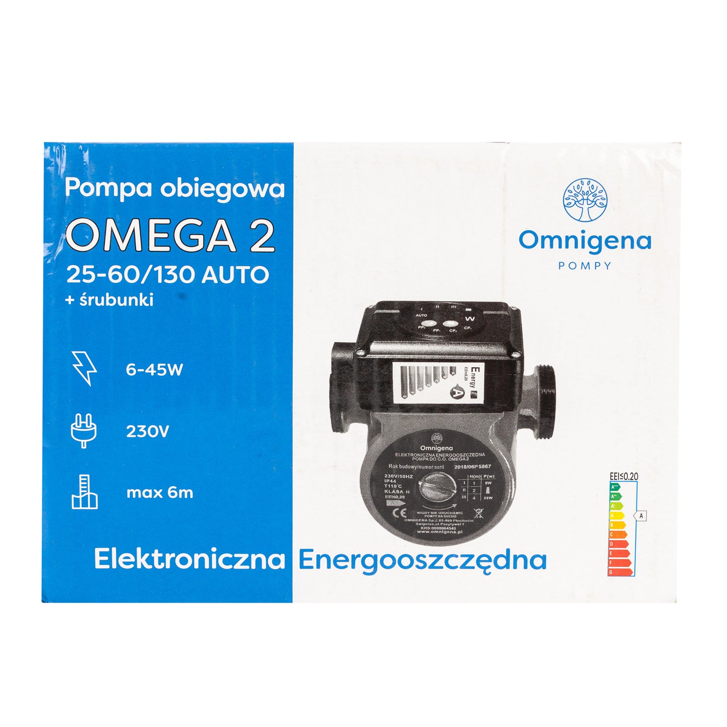 Pompa recirculare centrala Omnigena OMEGA2 25-60/130, debit 3m3/h, putere 45W