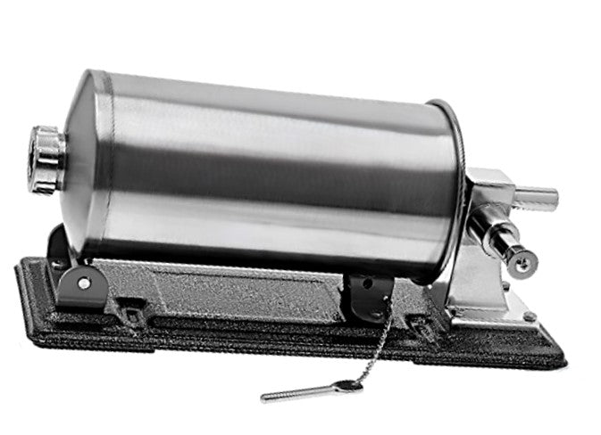 *OFERTA MIORITICA* MICUL MACELAR Recomanda - Masina de umplut carnati, CAPACITATE PANA LA 6Kg, 5xPalnii Incluse, Orizontala PROFI, Inox