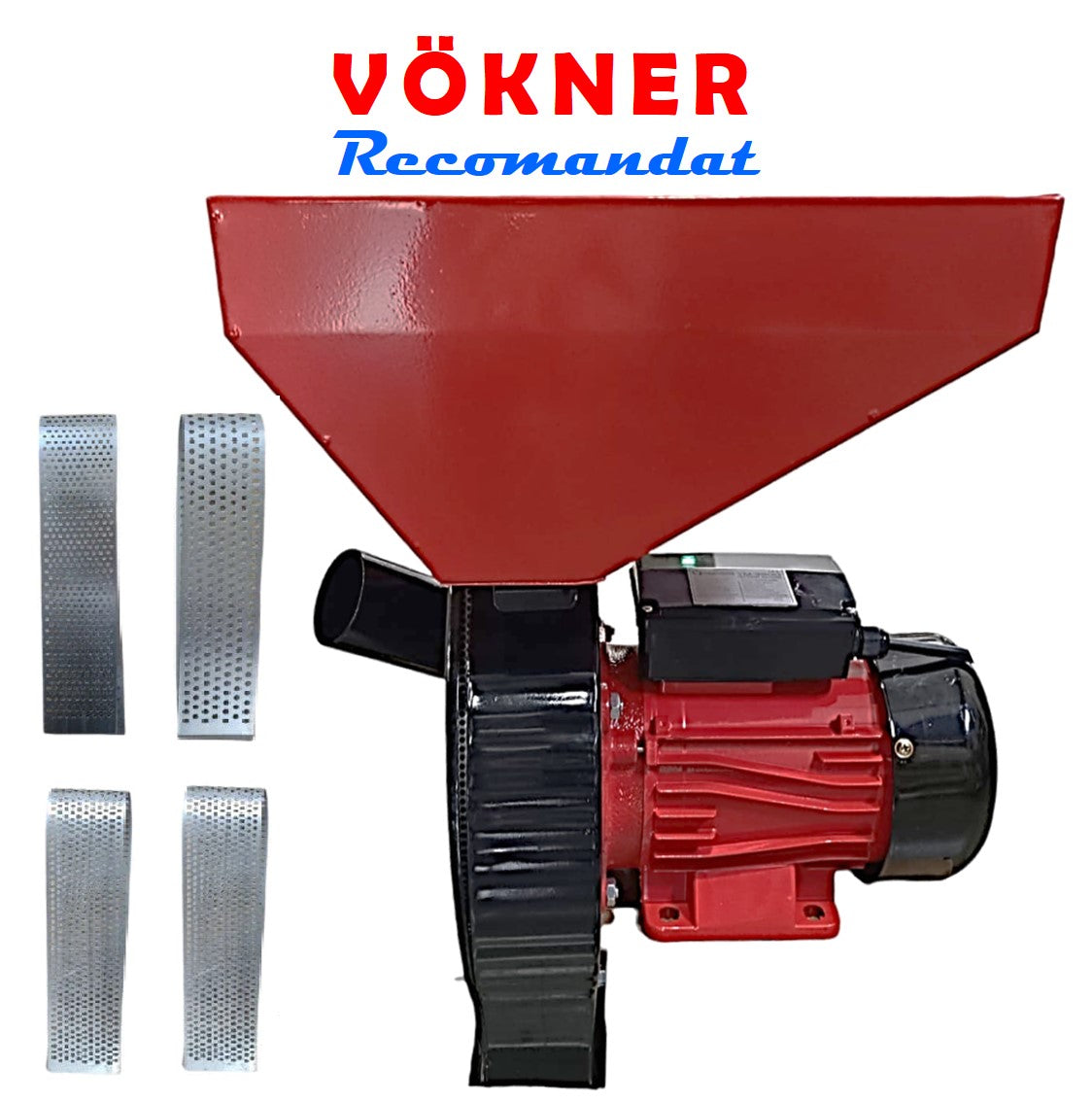 Moara cereale electrica 3.5KW, uruiala si stiuleti, cu ciocanele, NEGRU+ROSU, VÖKNER Recomandat