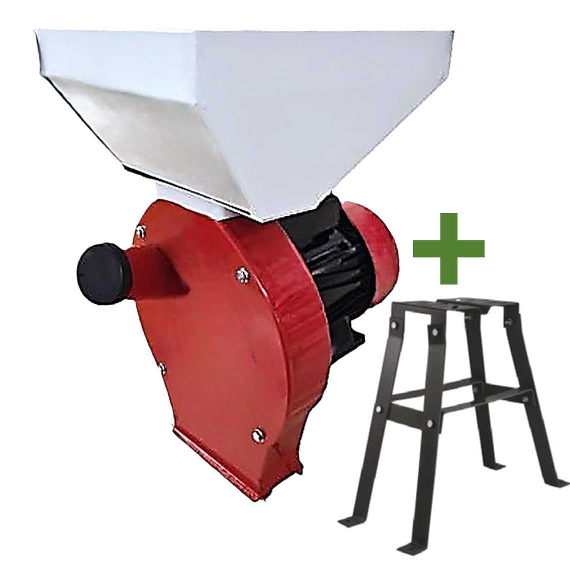 SET WOLFSTAR Moara cereale+stiuleti (2 in 1) 3.9KW, Red-White E-3900, cu ciocanele pentru uruiala si malai, + suport metalic