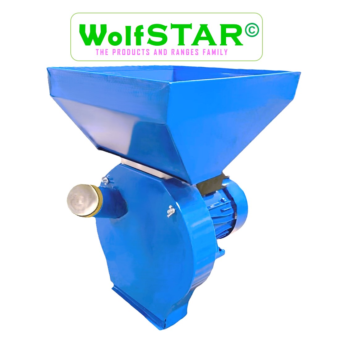 Moara cereale+stiuleti (2 in 1) WOLFSTAR, 3.9KW, cu ciocanele pentru uruiala si malai, motor electric monofazic, BLUE B-3900