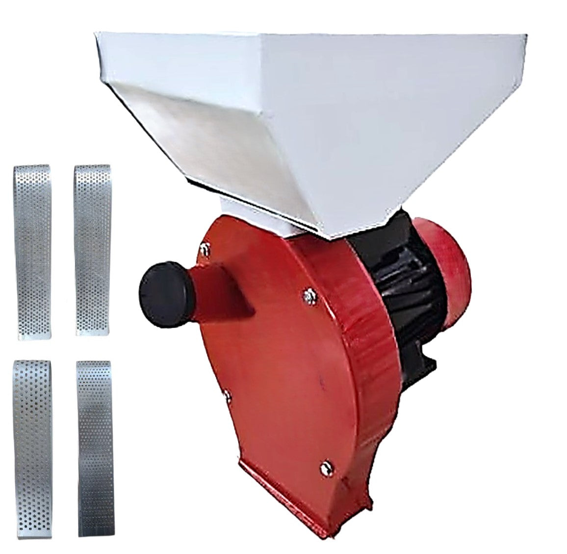 Moara WOLFSTAR cereale si stiuleti (2 in 1), 3.9KW, pentru uruiala si malai, Red-White E-3900 monofazica, cu ciocanele