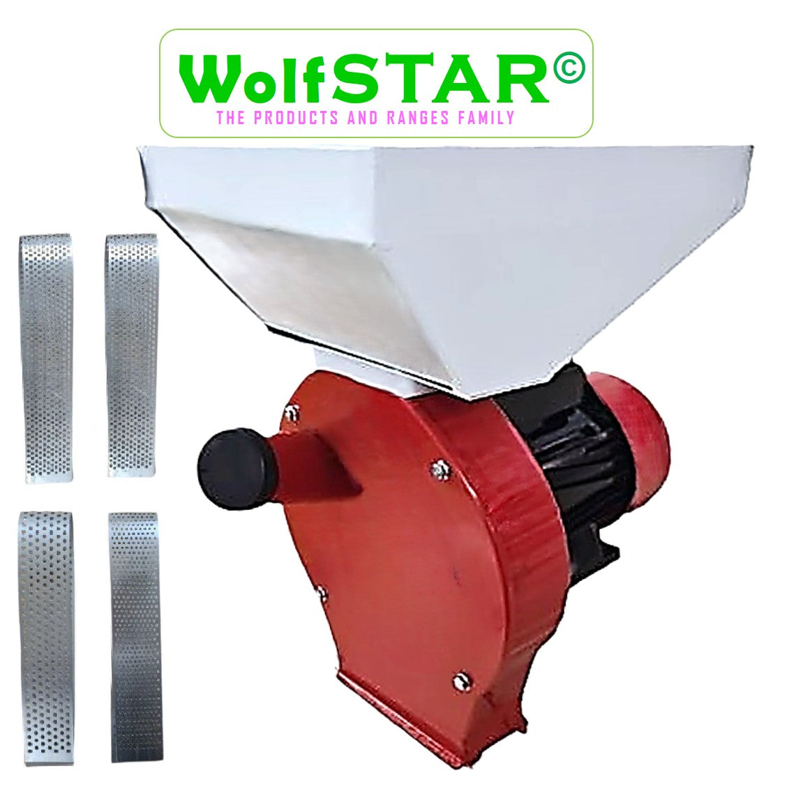 WOLFSTAR Moara cereale+stiuleti (2 in 1) 3.9KW, Red-White E-3900, cu ciocanele pentru uruiala si malai