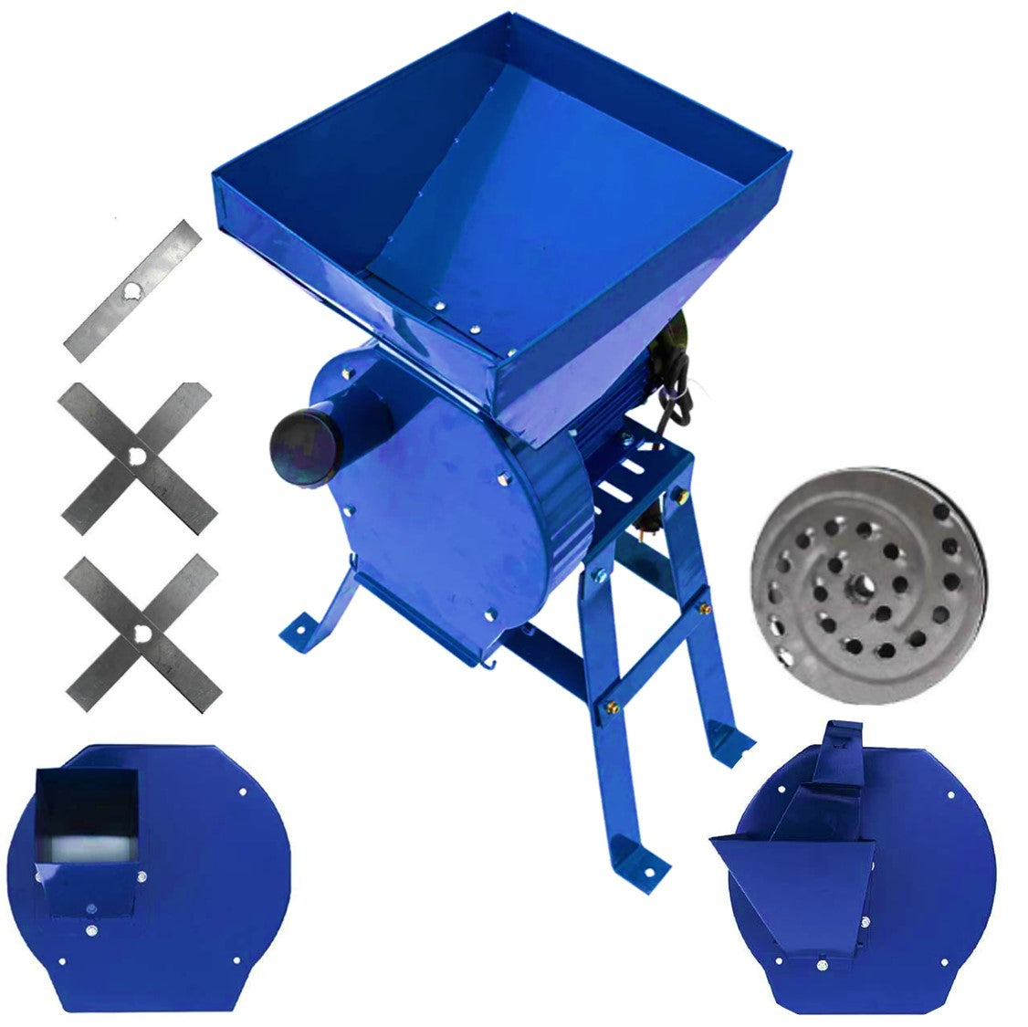 SET Moara KASNIKA cu suport, cereale, stiuleti, lucerna si fructe/legume (4 in 1), 3.9KW, motor electric inclus