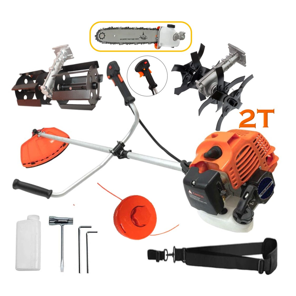 SET Motocoasa PALMiRA 6CP, motor 2 timpi pe benzina, 11.000RPM, +Cultivator+Prasitoare+Cap Drujba