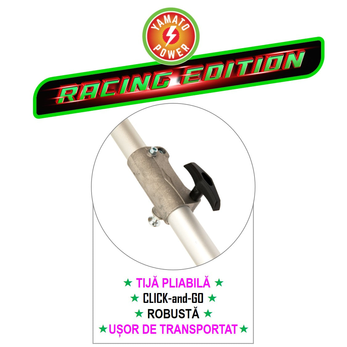 *BUZZ* Motocoasa PLIABILA R-CRAFT by Yamato® Verde 6.8CP, + 4 Sisteme Taiere, 2 discuri Vidia incluse