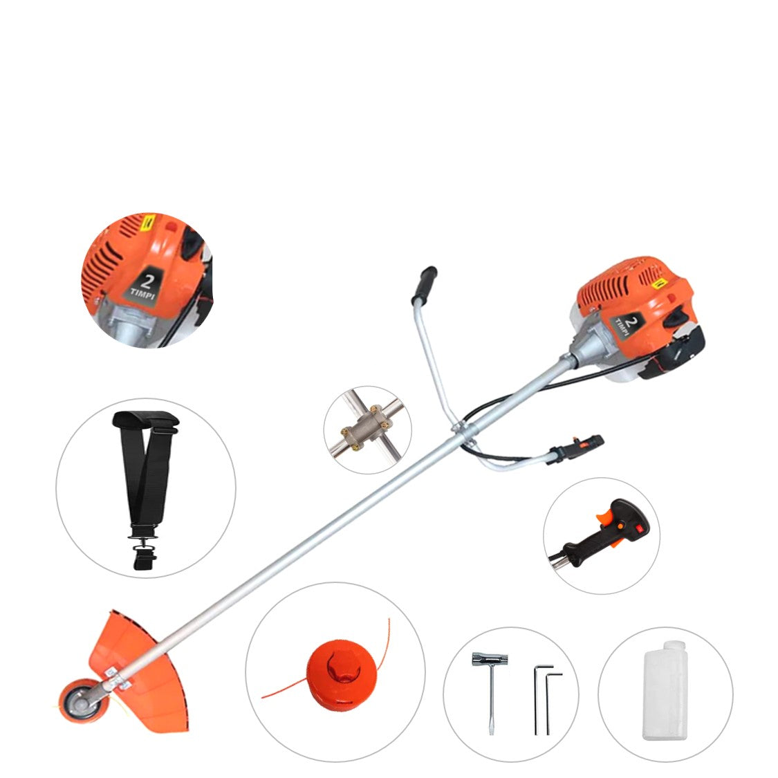 *PROMO* Motocoasa WolfSTAR© motor benzina 2 timpi, 6CP, 52cc, 11.000RPM + sistem taiere