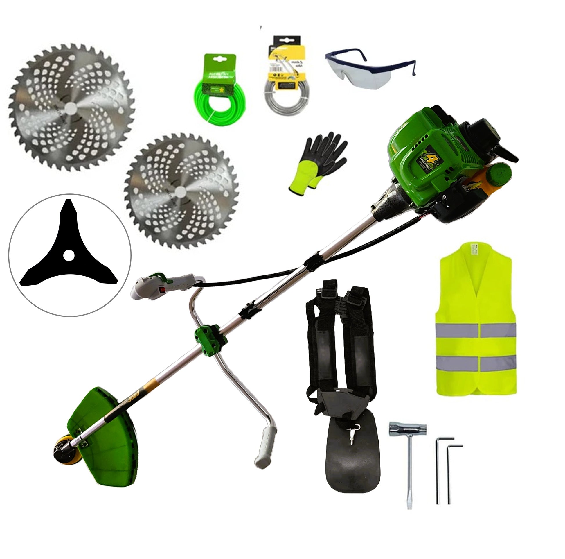 SET Motocoasa 4 Timpi, 7CP PALMiRA, 5.6kW + Sistem Taiere, EXTRA Accesorii, Disc Vidia 230mm