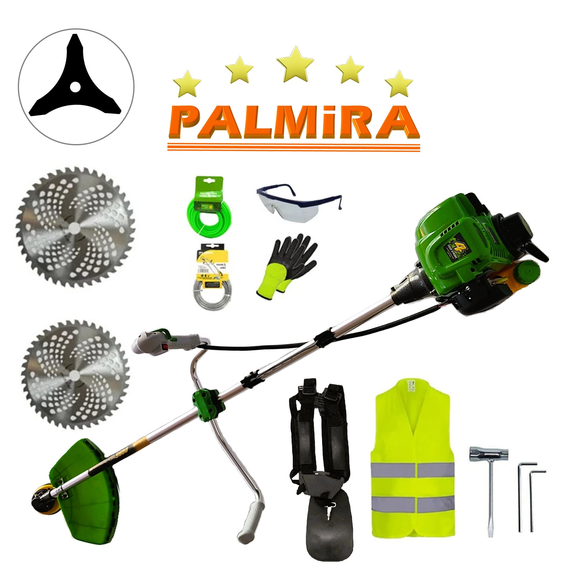 *PROMO* SET Motocoasa 4 Timpi, 7CP PALMiRA, 5.6kW + Sistem Taiere, EXTRA Accesorii, Disc Vidia 230mm
