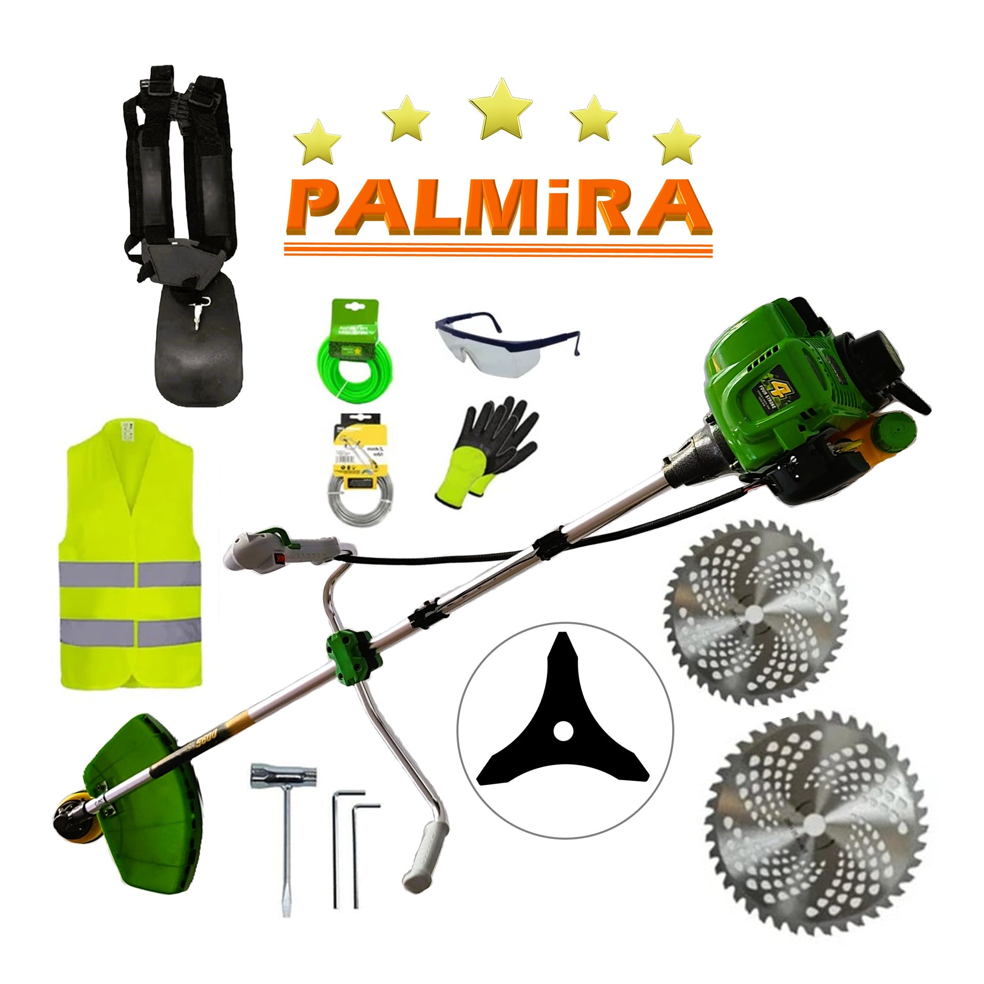 *BuzZ* Motocoasa 4 Timpi, 7CP PALMiRA, 5.6kW + Sistem Taiere, EXTRA Accesorii, Disc Vidia 230mm