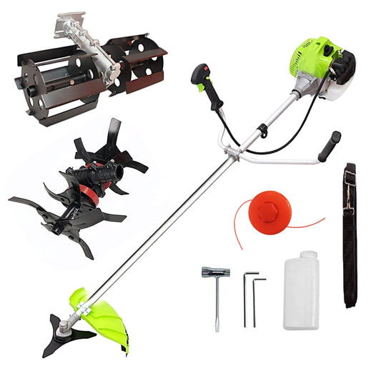 Motocoasa 8CP WolfSTAR, Set cu Tambur Fir + Disc Metal 3 lame, X5600PRO, VERDE, +PRASITOARE, +CULTIVATOR PREMIUM