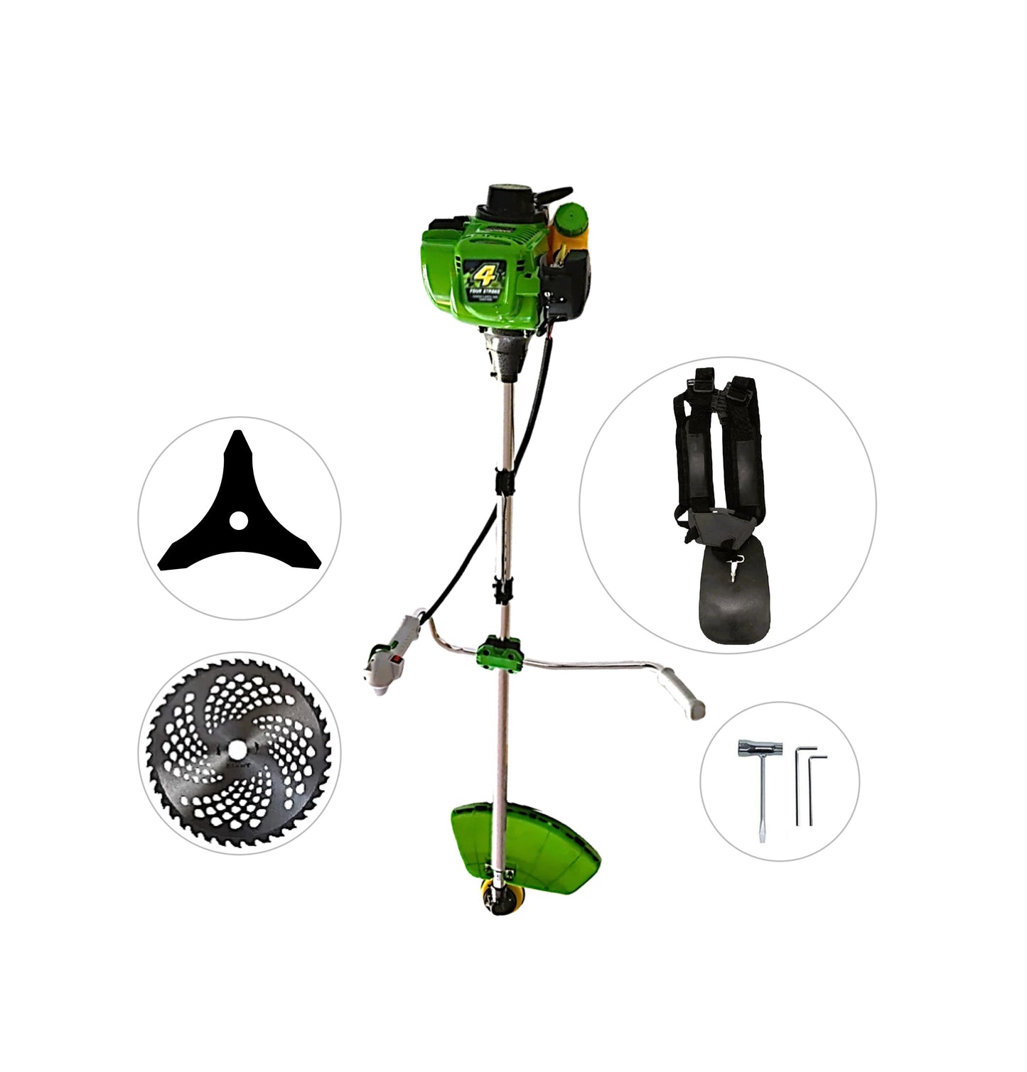*BuzZ* Motocoasa WolfSTAR© 4 TiMPi, benzina, SPARK-GREEN 6CP, baie ulei separata, + sistem taiere