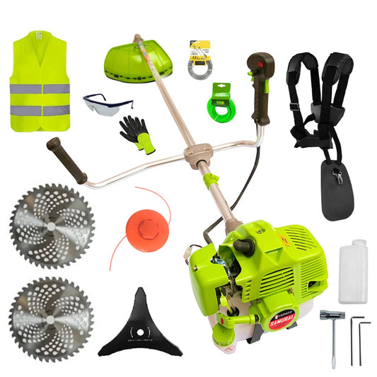 SET Motocoasa YAMATO SAMURAi 6.6CP, 9000Rpm, 2 x Discuri Vidia, si EXTRA Accesorii