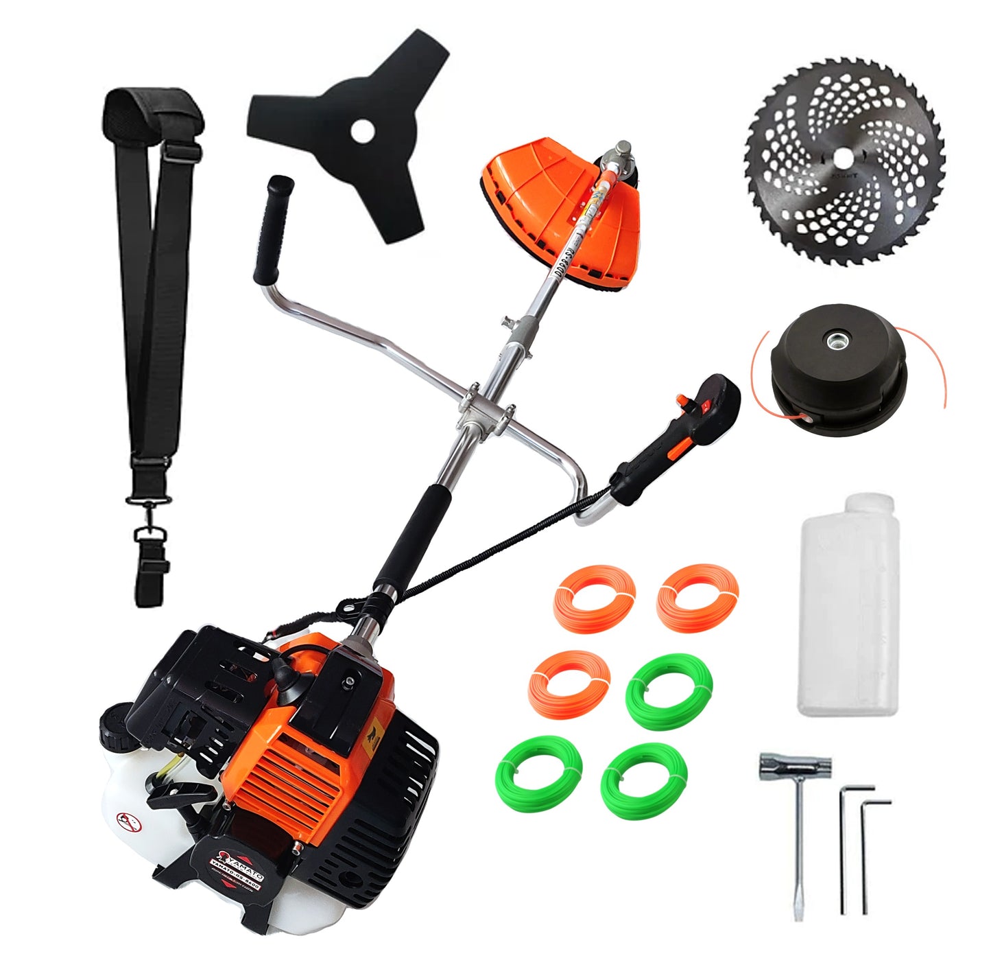 Motocoasa RS-8600 Multifunctionala YAMATO® Japan Tools, 6.3CP RACING EDITION, OrangeBLACK, accesorii incluse, SET Extra Fir-Taiere