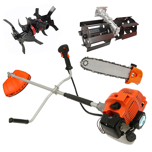 Set Motocoasa Alpin Profi BC430N 6CP, 11.000Rpm + Cap prasitoare + cultivator + drujba