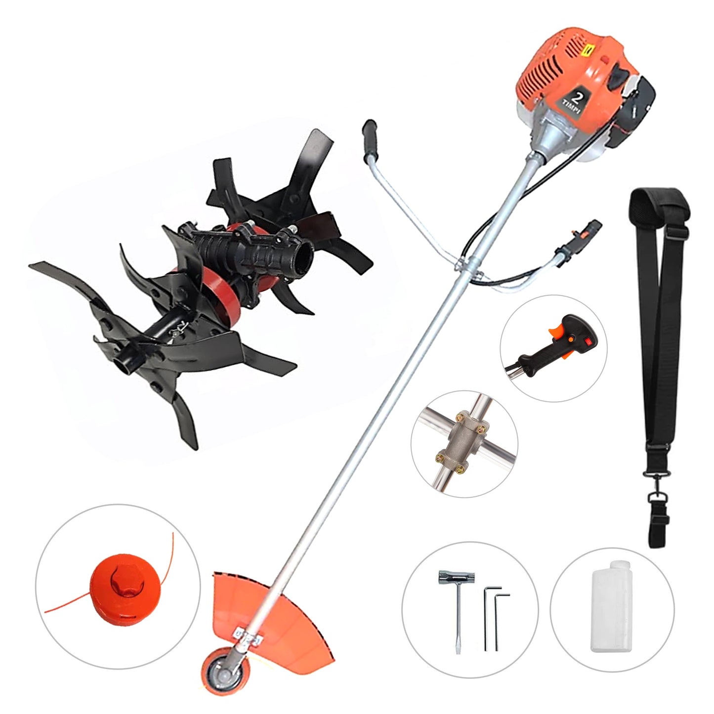 Motocoasa WolfSTAR© motor benzina 2 timpi, 6CP, 52cc, 11.000RPM, + CULTIVATOR PREMIUM