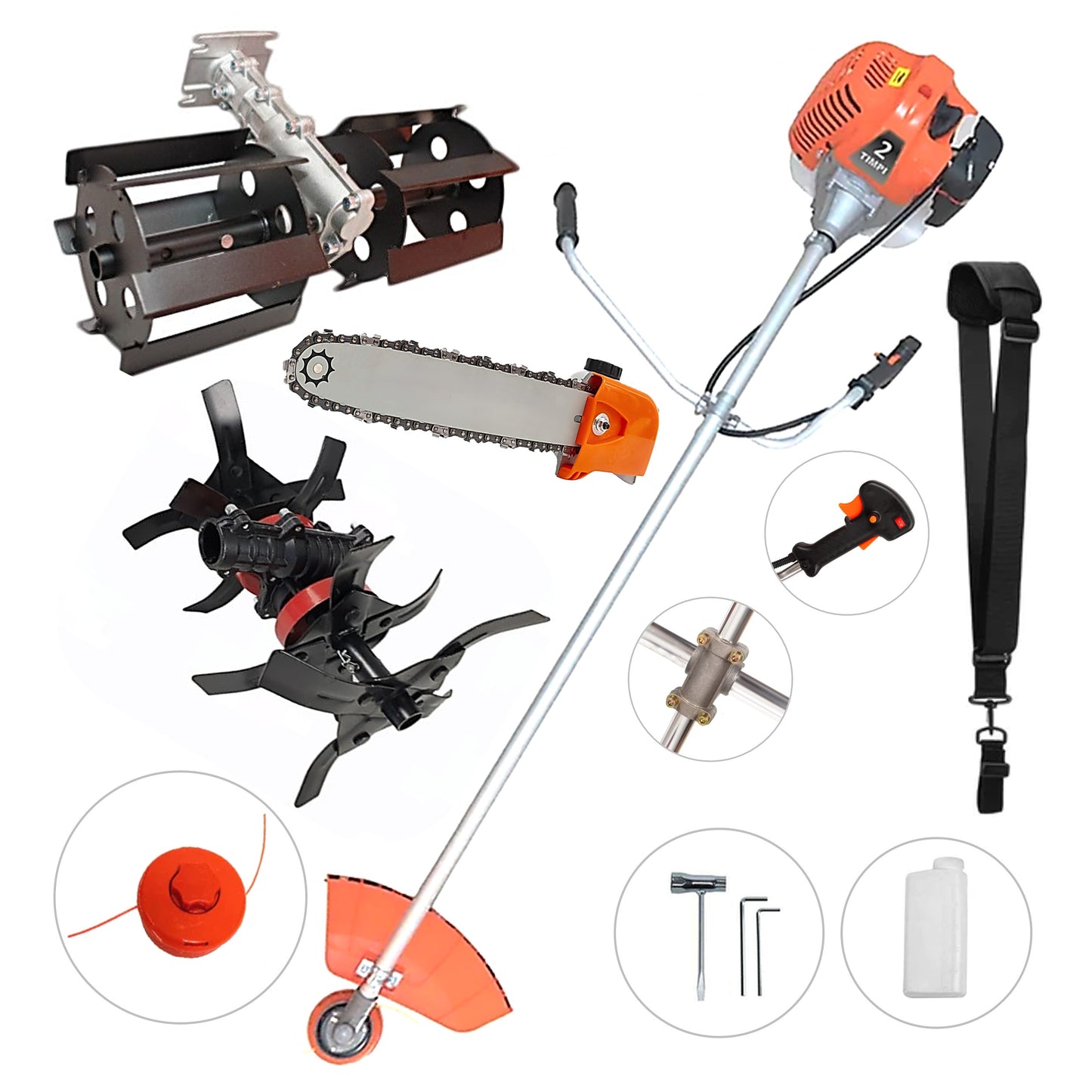 Motocoasa pe benzina WolfSTAR©, 6CP, 52cc, 11.000RPM, +Cap DRUJBA, PRASITOARE, CULTIVATOR PREMIUM