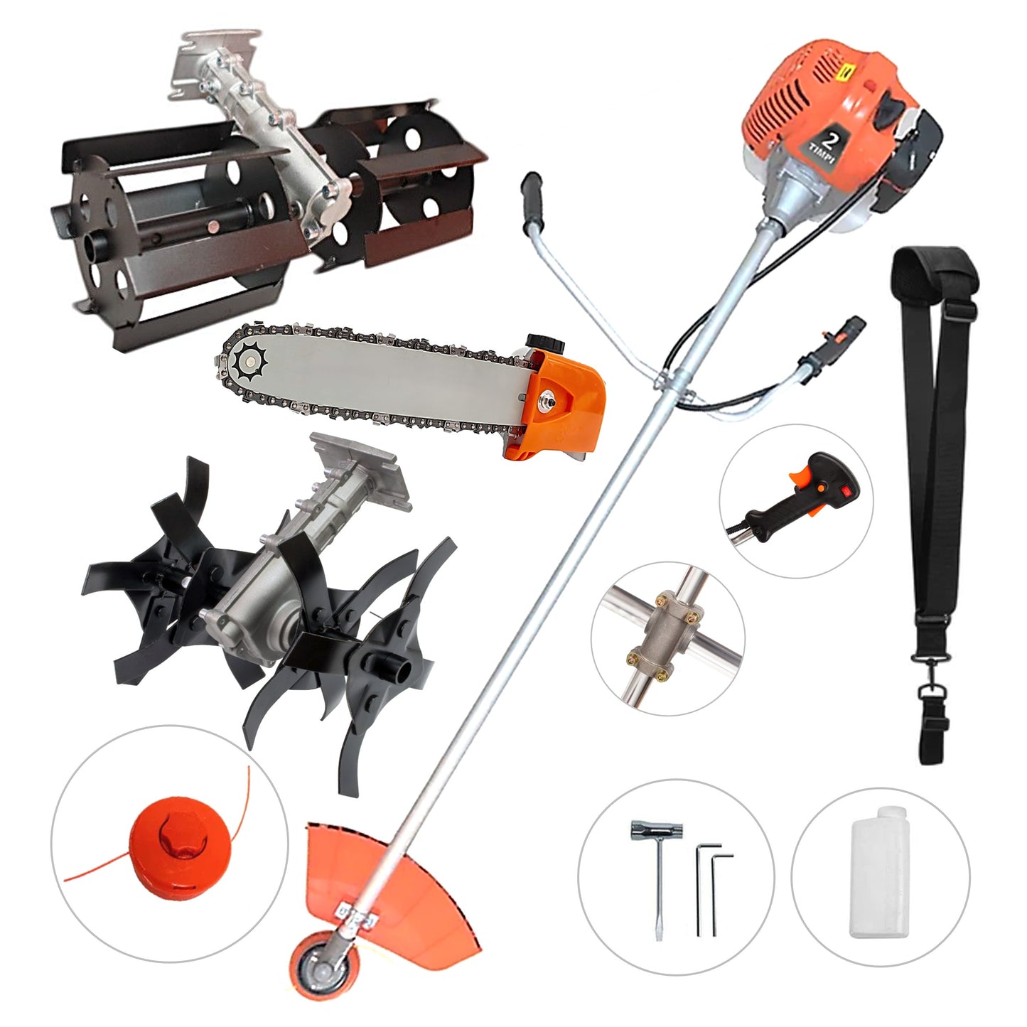 Motocoasa pe benzina WolfSTAR©, 6CP, 52cc, 11.000RPM, +Cap DRUJBA, PRASITOARE, CULTIVATOR