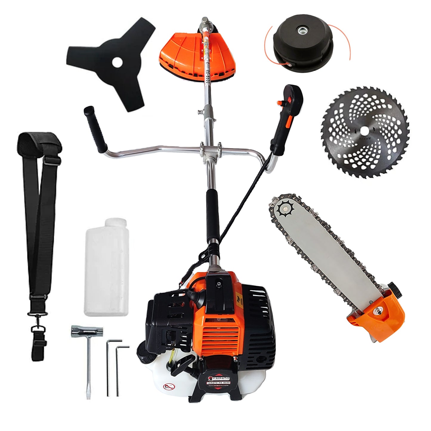 *PROMO* SET CAP DRUJBA+Motocoasa RS-8600 Multifunctionala YAMATO® Japan Tools, 6.3CP RACING EDITION, cu 2xDisc, accesorii