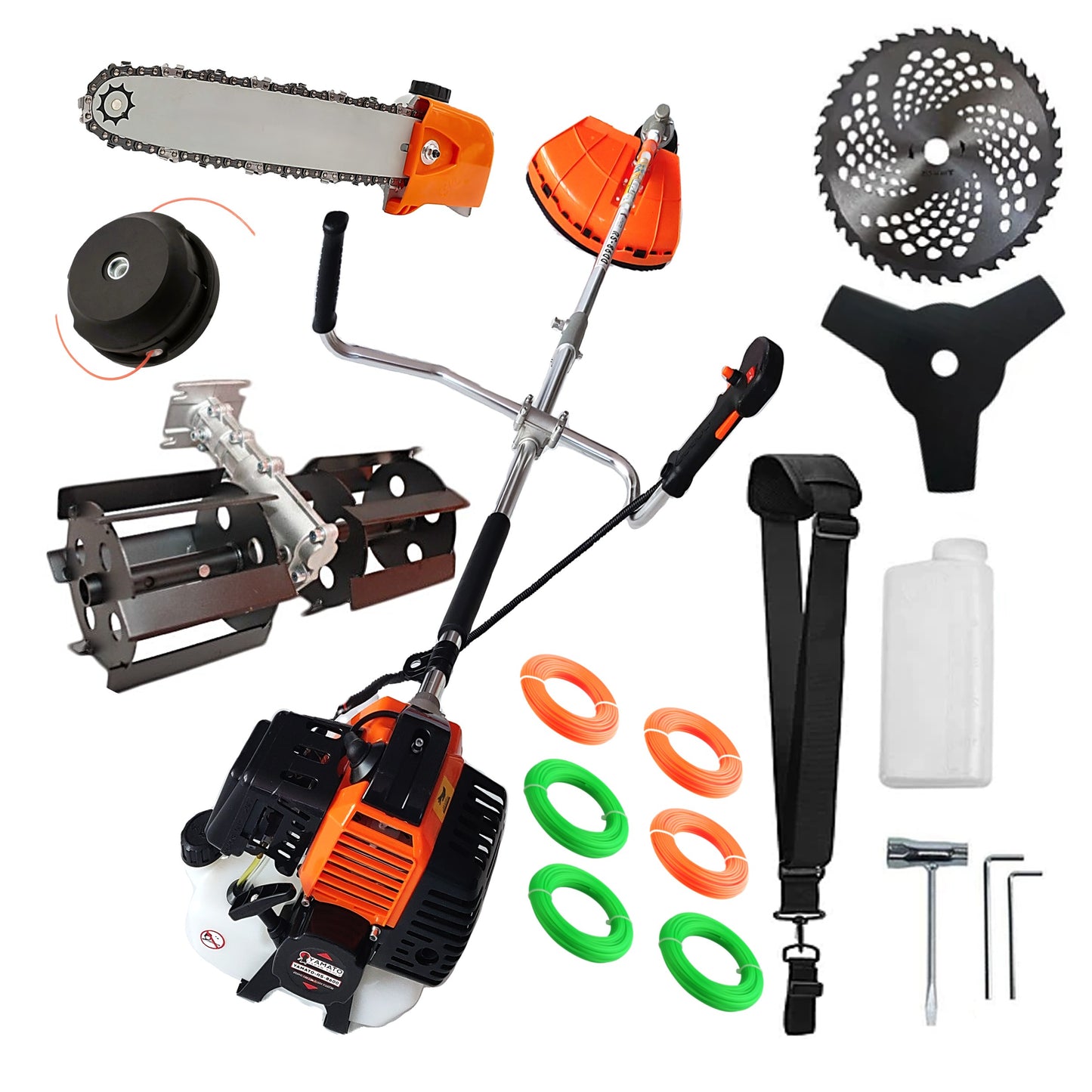 SET PRASITOARE+CAP DRUJBA+Motocoasa RS-8600 Multifunctionala YAMATO® Japan Tools, 6.3CP RACING EDITION, accesorii,+EXTRA Fir-Taiere