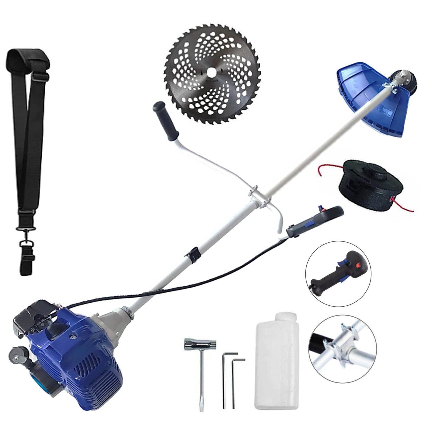 Motocoasa NUOVO-BLUe Fuel-Economy 3.4CP, Disc Vidia 255mm, Disc Stea, accesorii incluse